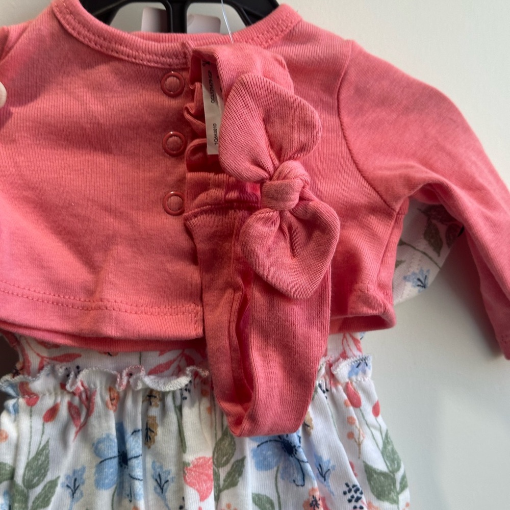 Carter's White Floral Dress Set with Pink Cardigan & Headband - Picture 10 of 11